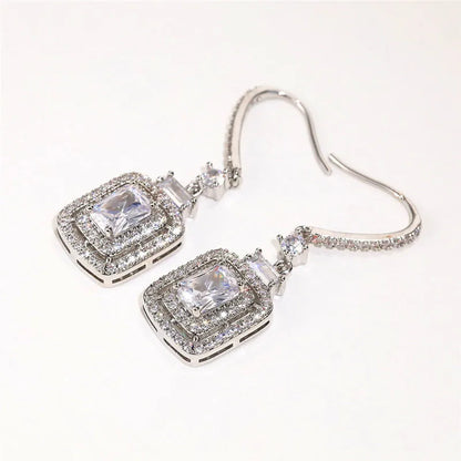 Huitan Luxury Crystal Cubic Zirconia Drop Earrings