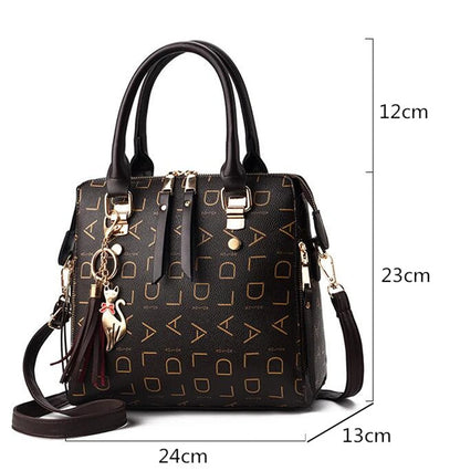 Large PU Leather Monogram Tote Handbag