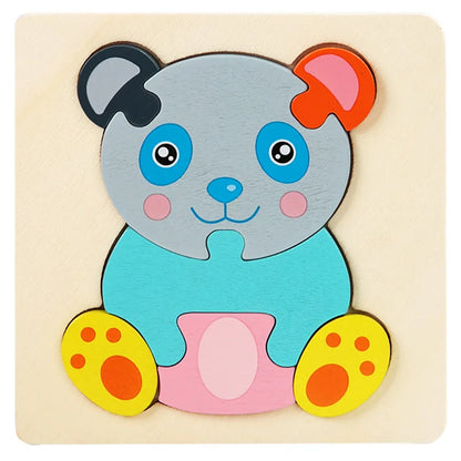 Kids Wooden 3D Animal Puzzle – Early Learning Jigsaw