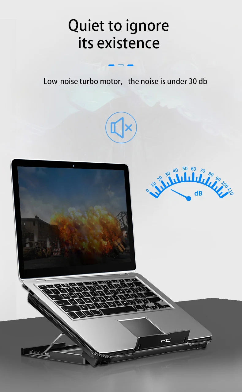 Adjustable Dual-Fan Laptop Cooler Stand with 2 USB Ports
