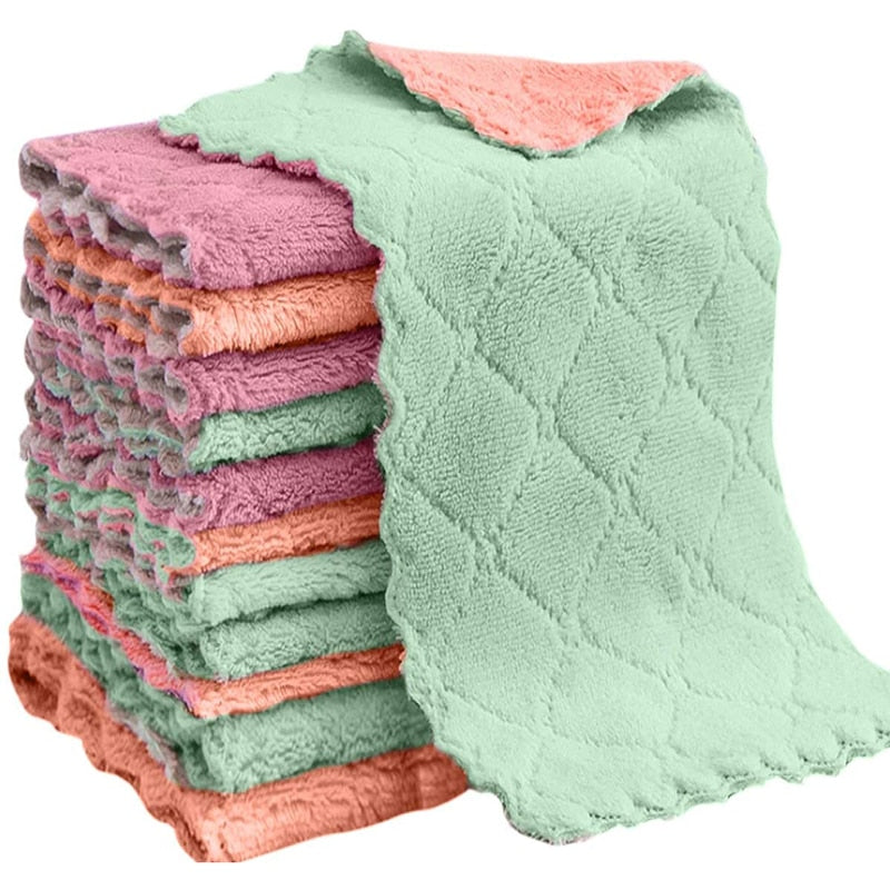 5/10pcs Super Absorbent Microfiber Kitchen Dish Cloth