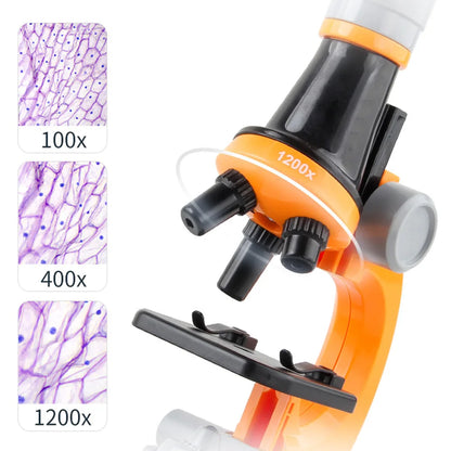Kids Microscope Kit with LED Light 100X–1200X