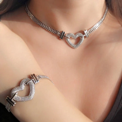 Luxury Gold Jewelry Set Cubic Zirconia Heart Shaped