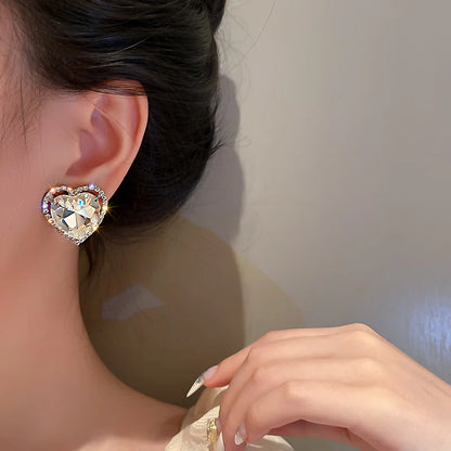 Women’s Heart Crystal Clip-On Earrings