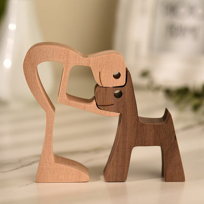 Family Puppy Wood Dog Craft  Table Ornament