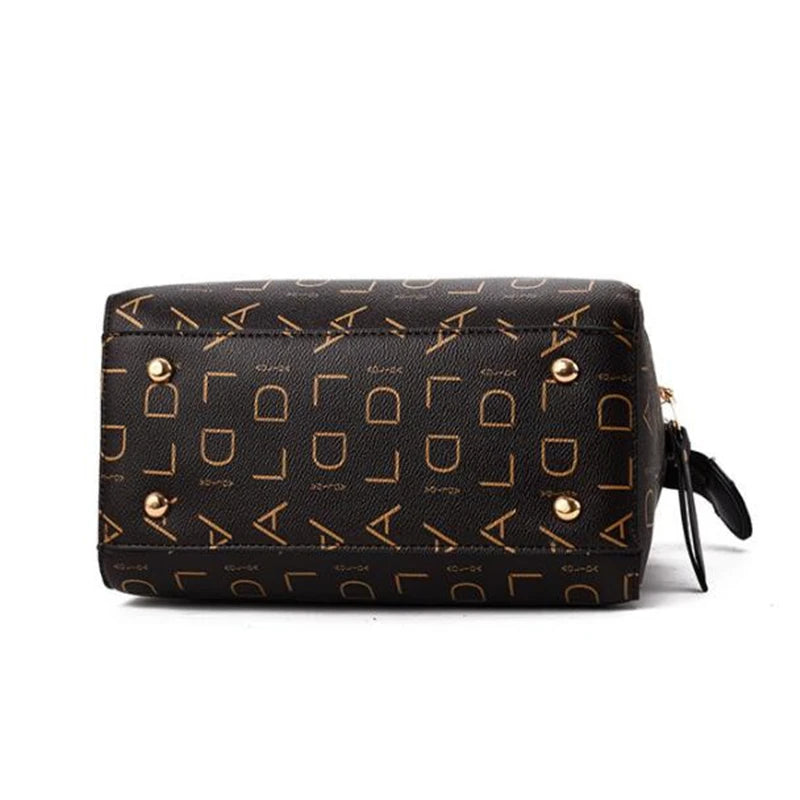Large PU Leather Monogram Tote Handbag