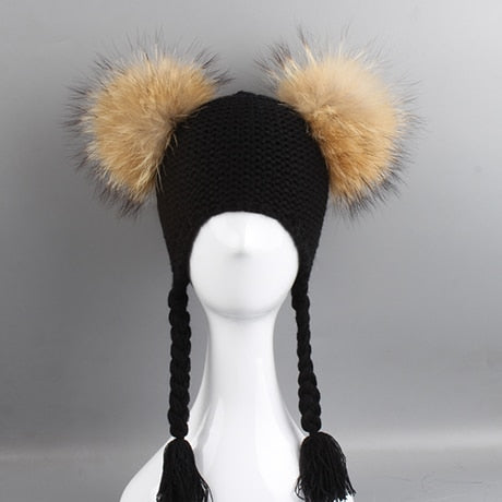 Winter Children Beanie 15 CM Real Fur