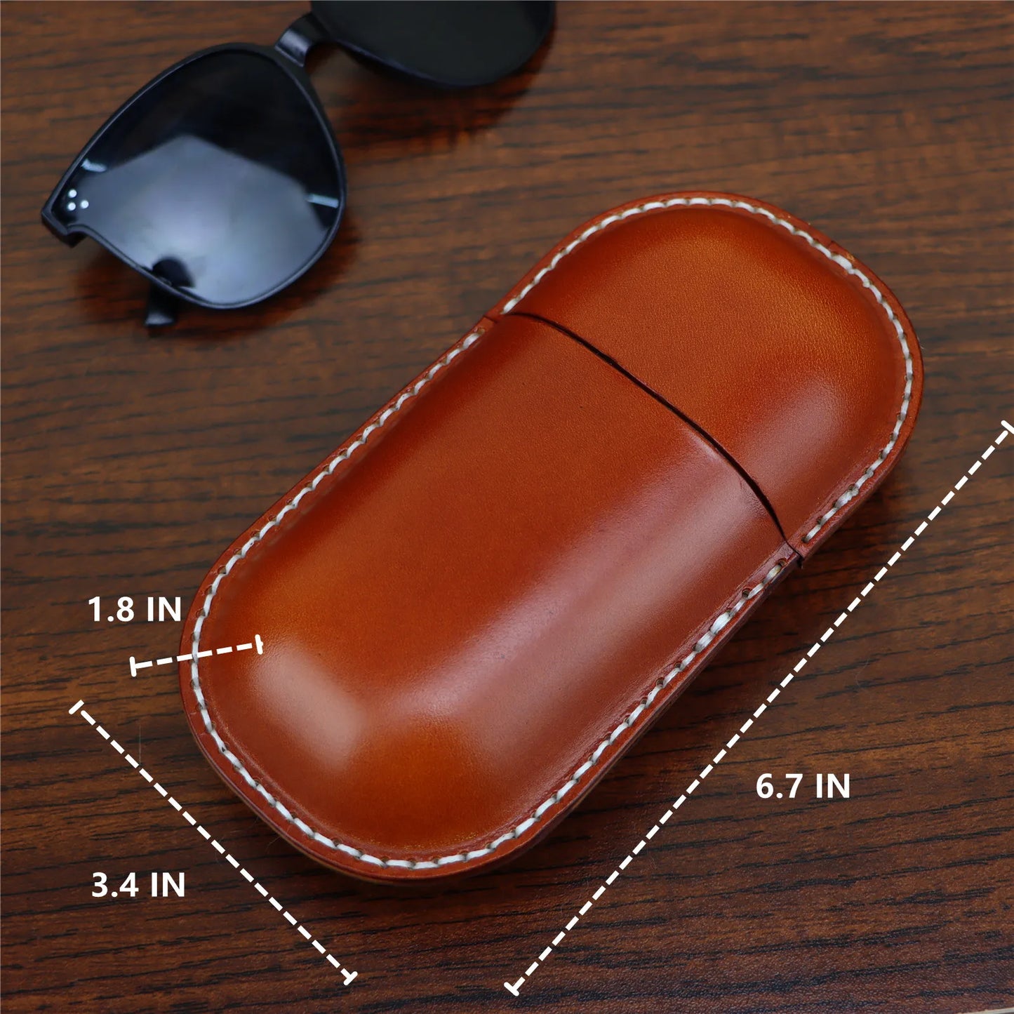 Vintage Cowhide Leather Glasses Case