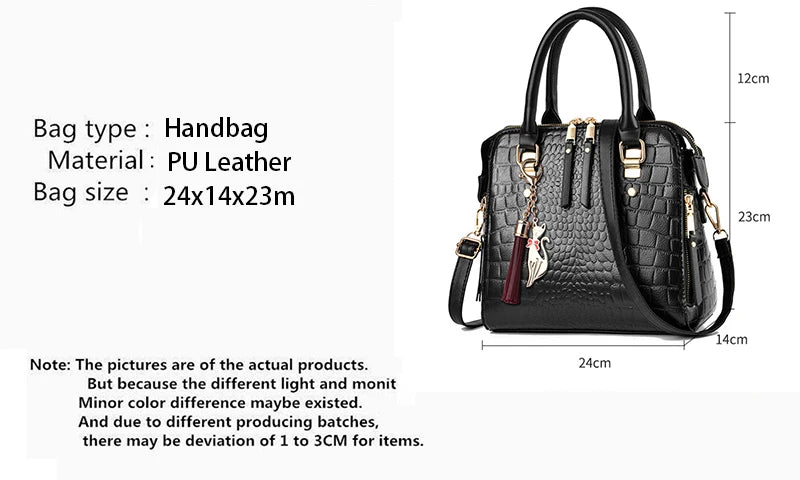 Crocodile Embossed PU Leather Tote Bag