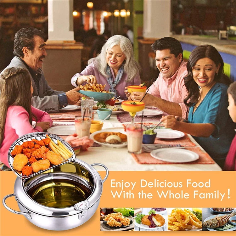 Japanese Stainless Steel Deep Frying Pot with Thermometer