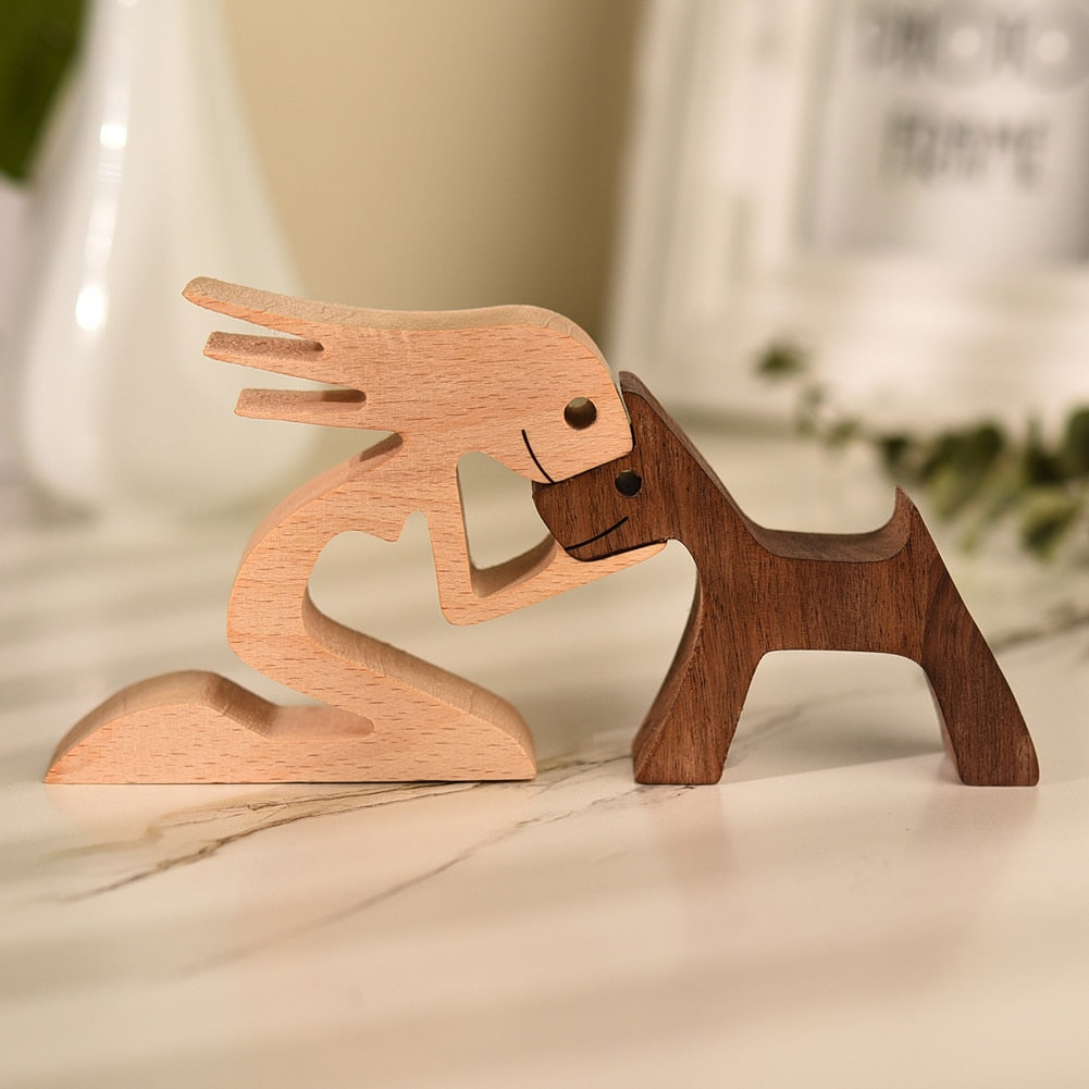 Family Puppy Wood Dog Craft  Table Ornament