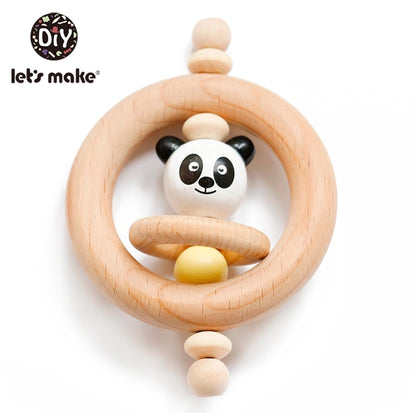 1Pc Silicone And Wooden Baby Teether