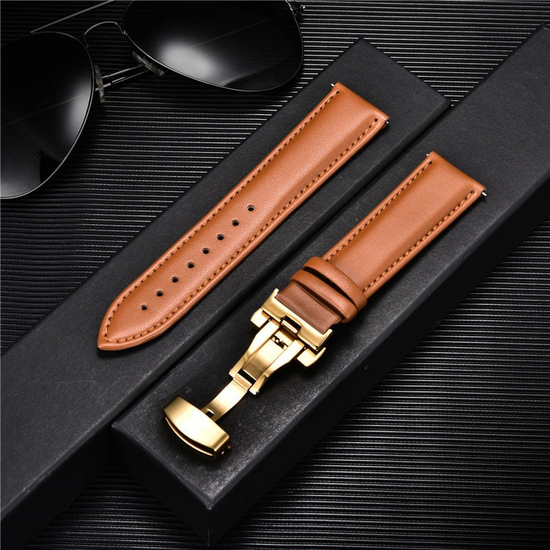 Genuine Calfskin Leather Watchband 18mm 20mm 22mm 24mm