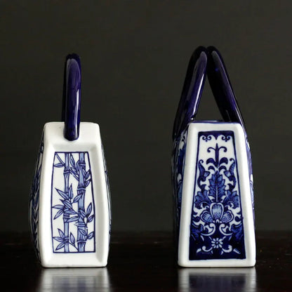 Chinese-style Blue And White Ceramic Handbag