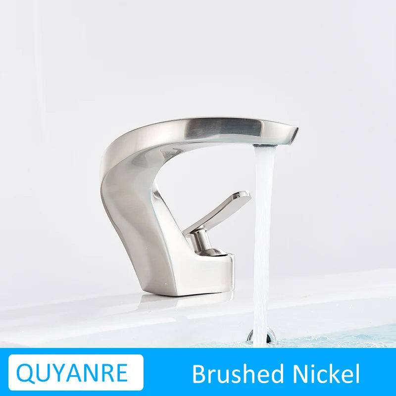 Matte Black Waterfall Bathroom Basin Mixer Tap