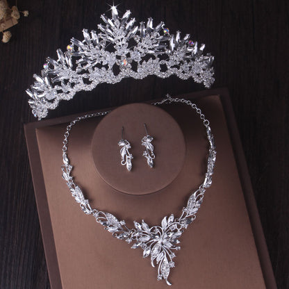 Silver Colour Crystal Bridal Jewelry Sets