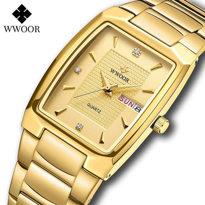 WWOOR 2023 New Square Watch Men with Automatic Week Date