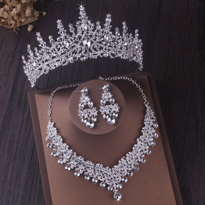 Silver Colour Crystal Bridal Jewelry Sets