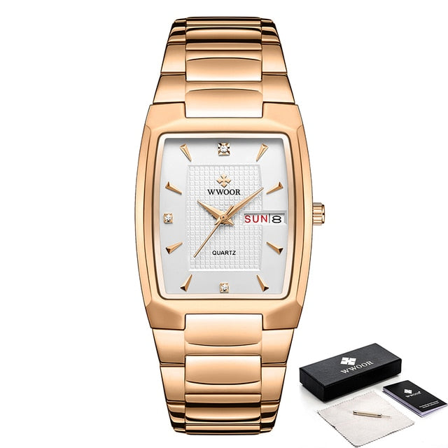 WWOOR 2023 New Square Watch Men with Automatic Week Date