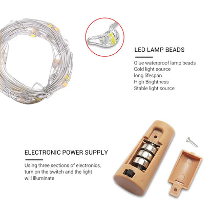 10pcs LED Wine Bottle String Lights Copper Wire