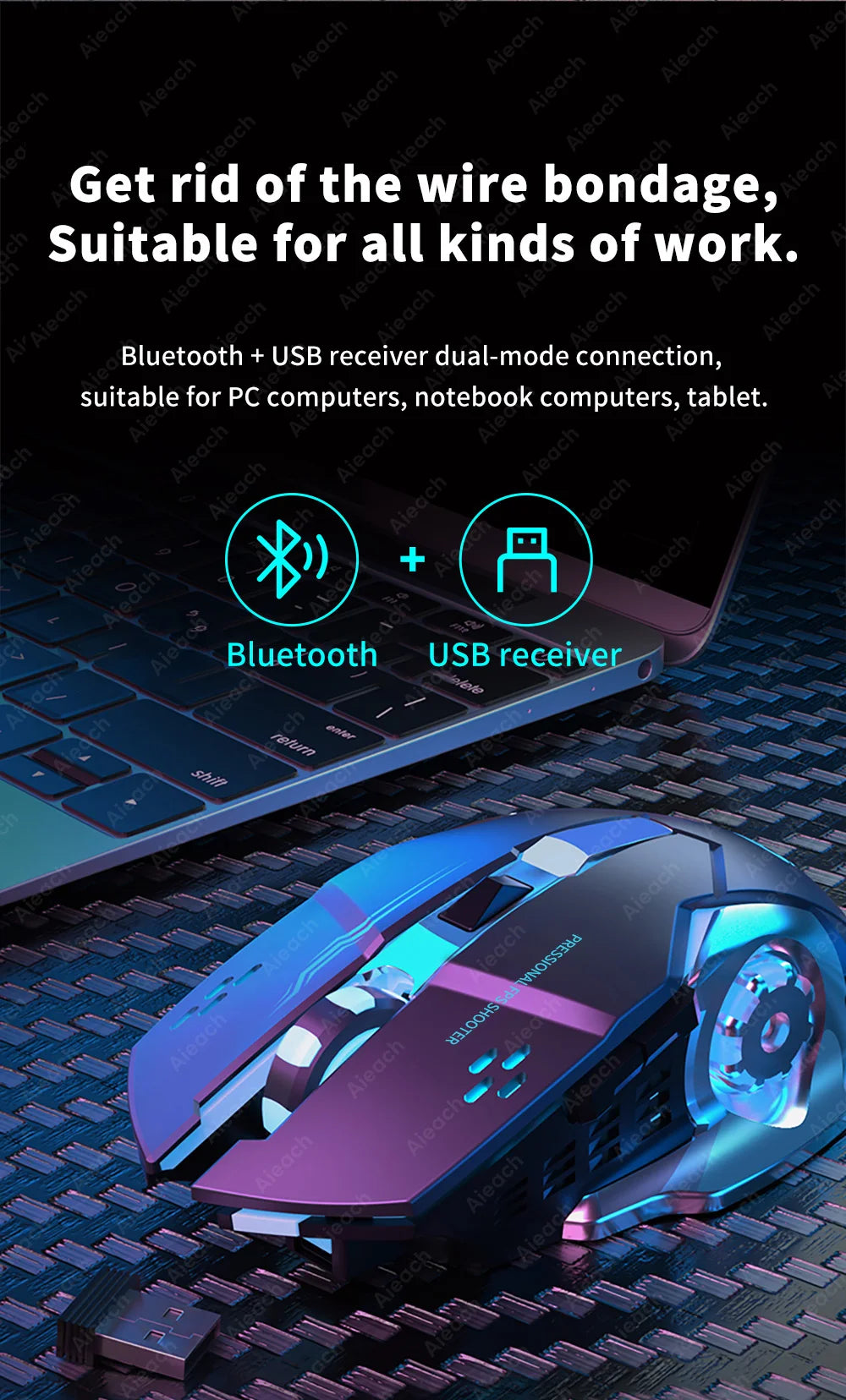 Dual-Mode Wireless RGB Computer Mouse