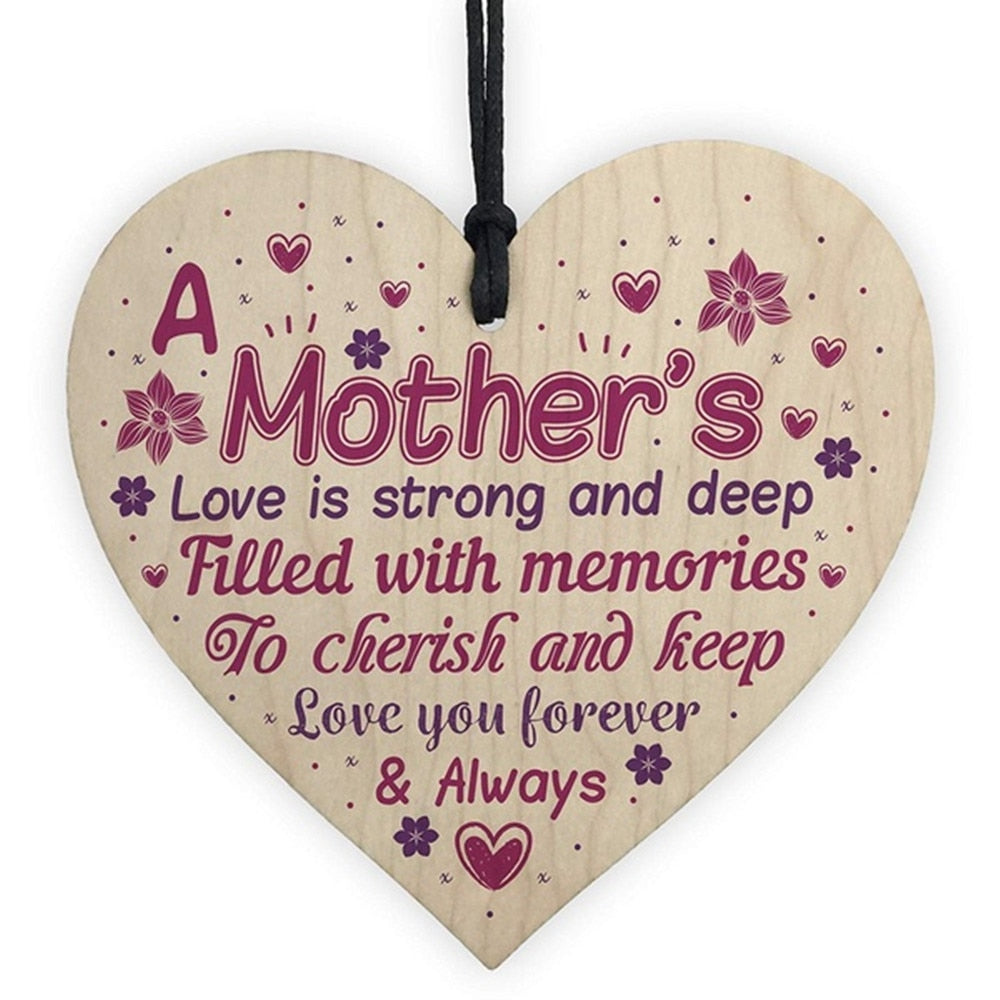 Happy Mothers Day Wooden Hanging Heart Decoration