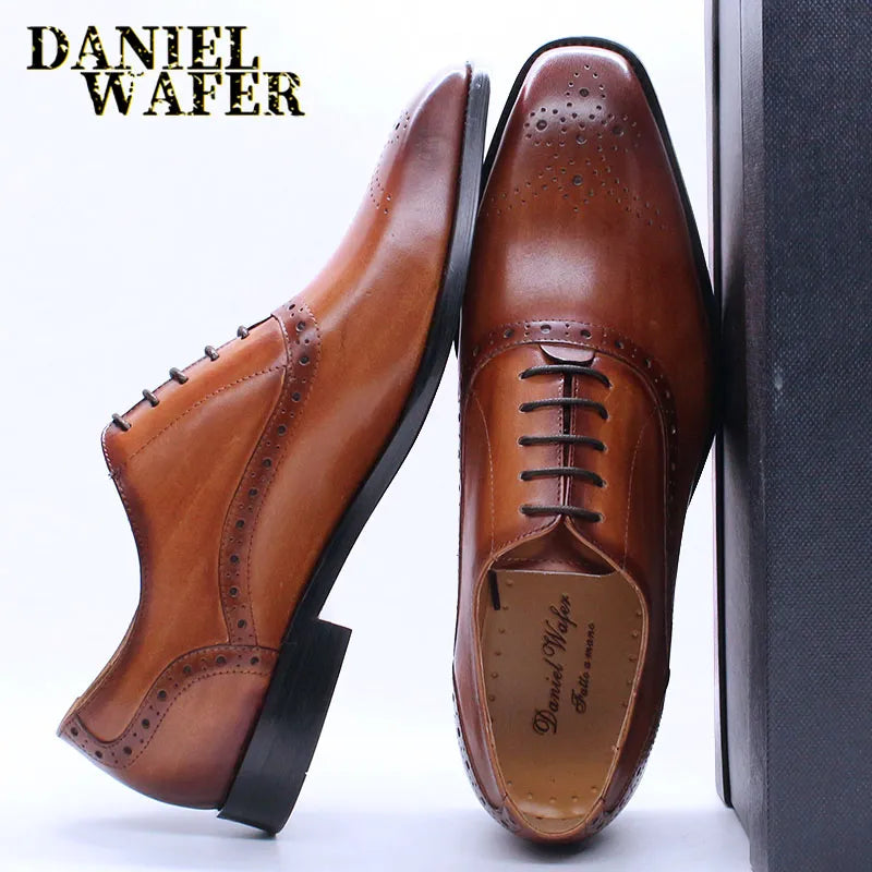 Luxury Mens Oxford Genuine Leather Shoes