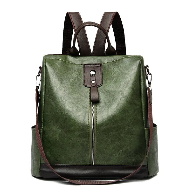Women’s Anti-Theft PU Leather Travel Backpack