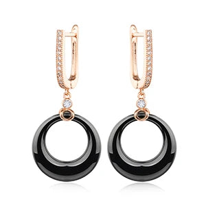 Women’s Ceramic & Stainless Steel Drop Earrings
