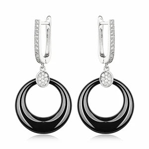 Women’s Ceramic & Stainless Steel Drop Earrings