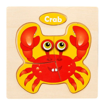 Kids Wooden 3D Animal Puzzle – Early Learning Jigsaw