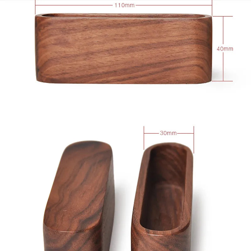 Wooden Business Card Holder Desk Organizer with Pen Slot