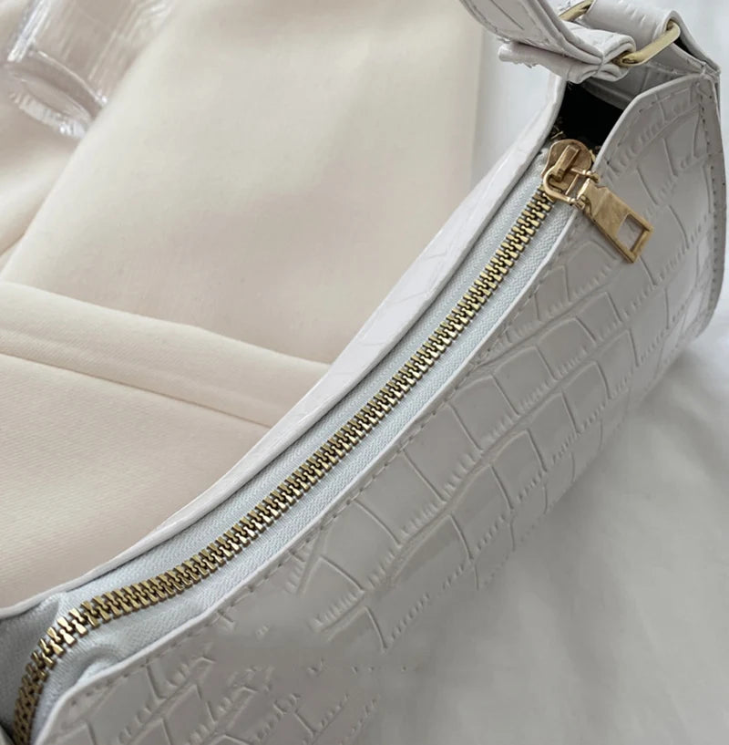 Alligator Pattern PU Leather Baguette Shoulder Bag