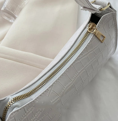 Alligator Pattern PU Leather Baguette Shoulder Bag
