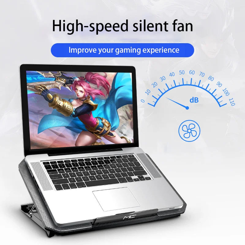 Adjustable Dual-Fan Laptop Cooler Stand with 2 USB Ports