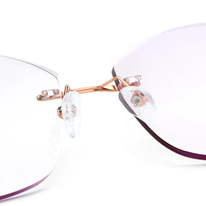 Reven Jate Alloy Rimless Diamond Cutting Woman Glasses