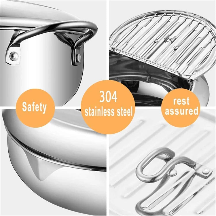 Japanese Stainless Steel Deep Frying Pot with Thermometer
