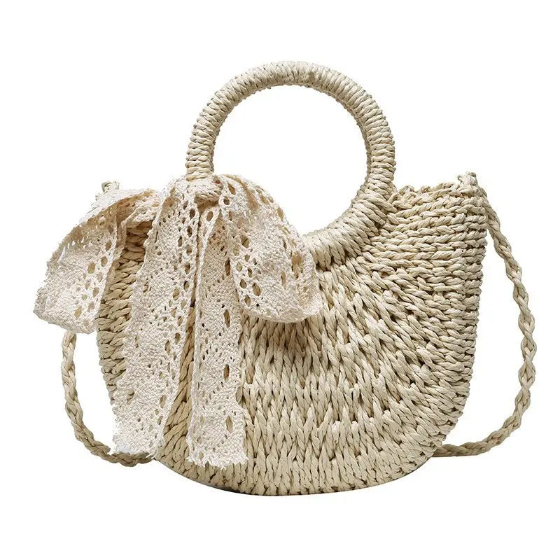 Handmade Half-Moon Straw Bag