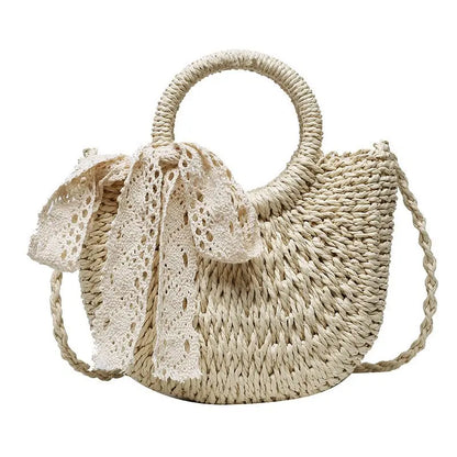 Handmade Half-Moon Straw Bag