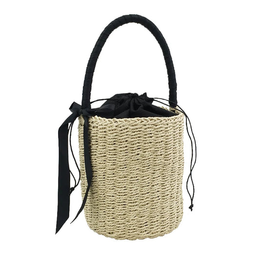 Women’s Woven Paper Rope Bucket Bag