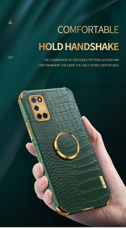 Crocodile Texture Ring Stand Phone Case