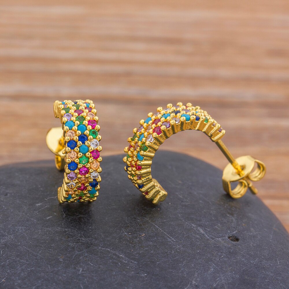 AIBEF Bohemian Colour Rainbow Crystal Stud Earrings