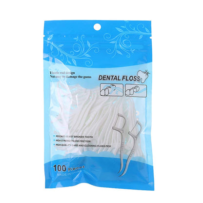 100Pcs Dental Floss Flosser Picks Toothpicks