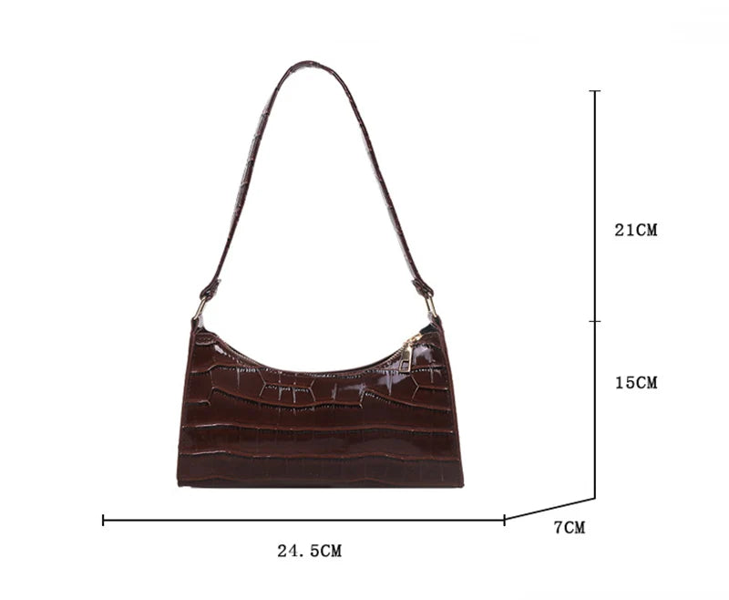 Alligator Pattern PU Leather Baguette Shoulder Bag