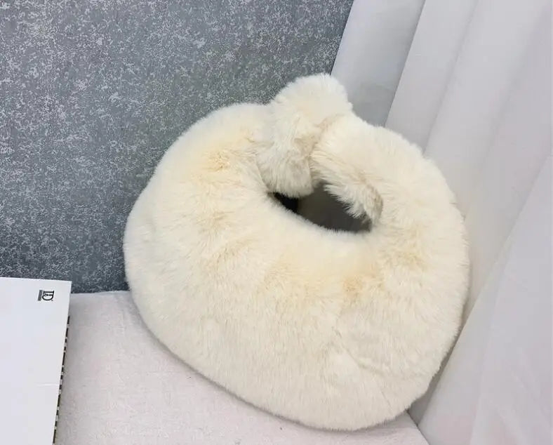 Luxury Faux Fur Half Moon Wrist Bag