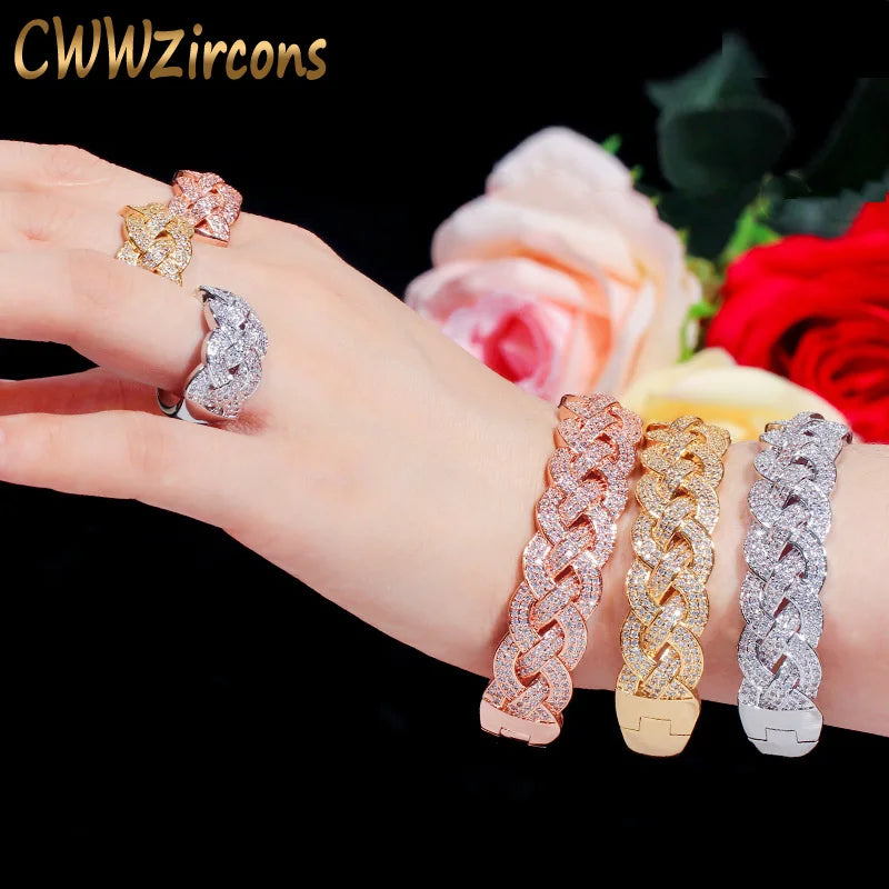 Cww Zircons Luxury Bangle Ring Set