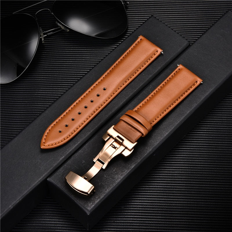 Genuine Calfskin Leather Watchband 18mm 20mm 22mm 24mm