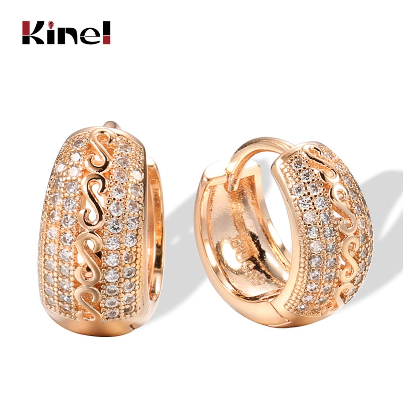 Kinel 585 Rose Gold Natural Zircon Earrings