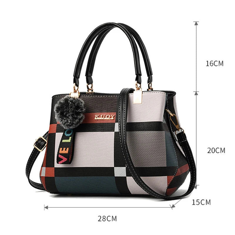 Women’s Designer Style Plaid Shoulder & Crossbody Tote Bag