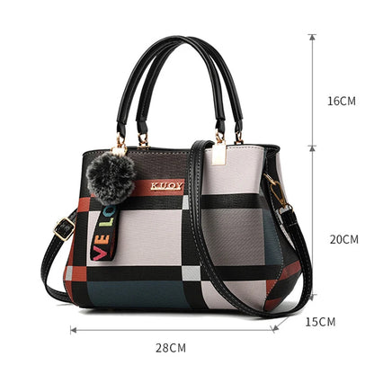 Women’s Designer Style Plaid Shoulder & Crossbody Tote Bag